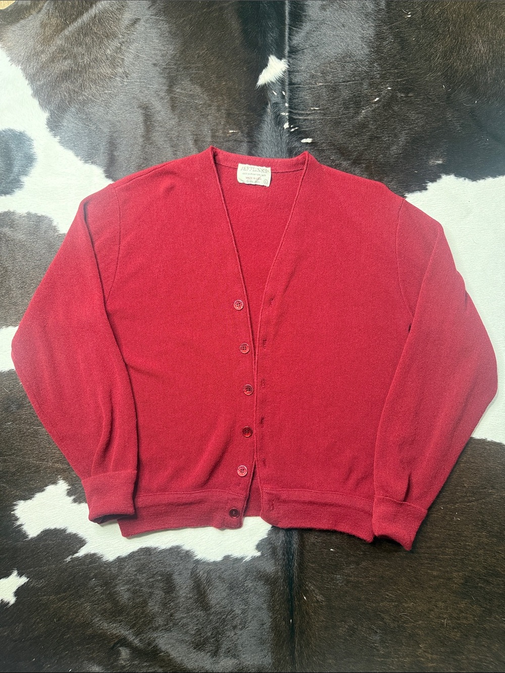 Vintage Red Button-Up V-Neck Cardigan Sweater